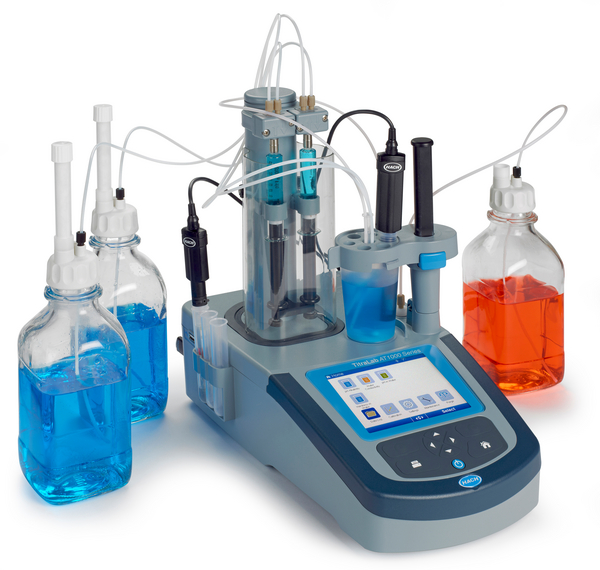 Hach Automatic Titrators by hachfeld Limited. The Hach Automatic Titrators are one-touch, automatic laboratory analyzers covering both Potentiometric Titration (AT1000 Series) and Karl Fischer Volumetric Titration (KF1000 Series).